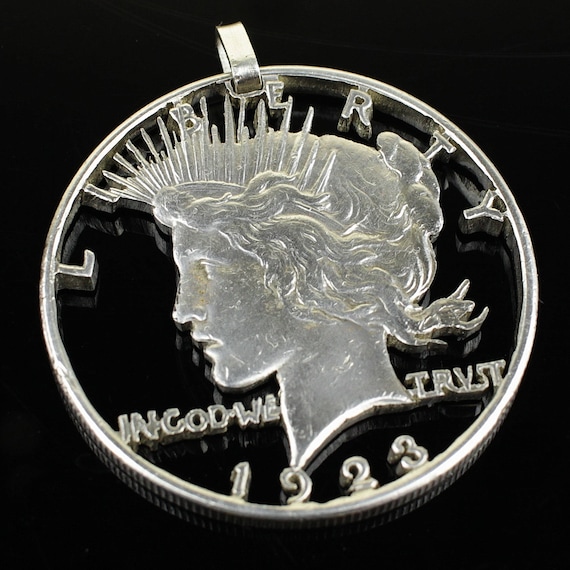 90% Silver Cut Coin Pendant Necklace Backside of a Dollar
