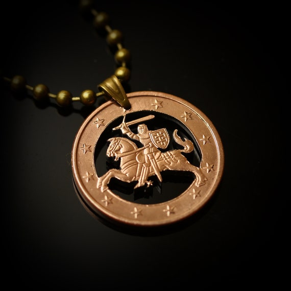 Lithuania 20 Euro Cents Cut Coin Pendant With Lietuva