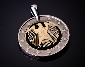 Germany Deutschland 2 euro cut coin pendant German eagle Berlin Bonn