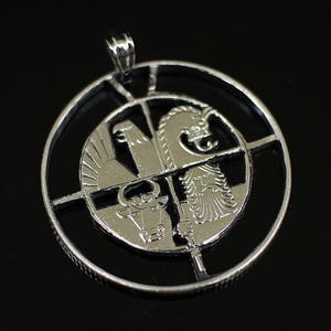Iceland Cut Coin Pendant Bufollo, Eagle, Dragon. 27.5 mm 1986yr