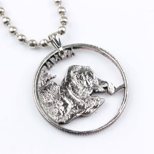 Alaska Bear with fish Hand cut USA quarter Coin with the ALASKA state cut.