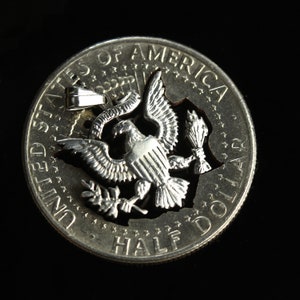 Eagle Cut coin  Pendant & Necklace Half Dollar USA Coin. New York, Washington.