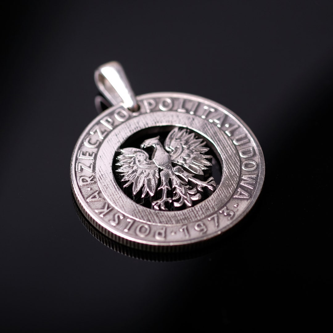 Poland 20 Zlotiy Cut Coin Pendant With Necklace Polish White - Etsy