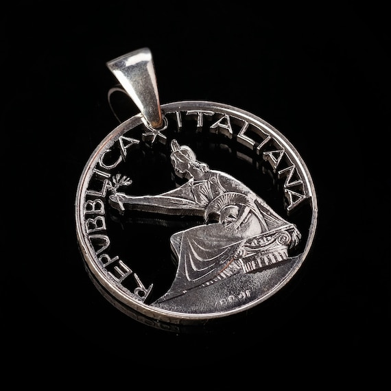 Pendente in argento 0,835 con moneta da 500 lire italiane del 1961
