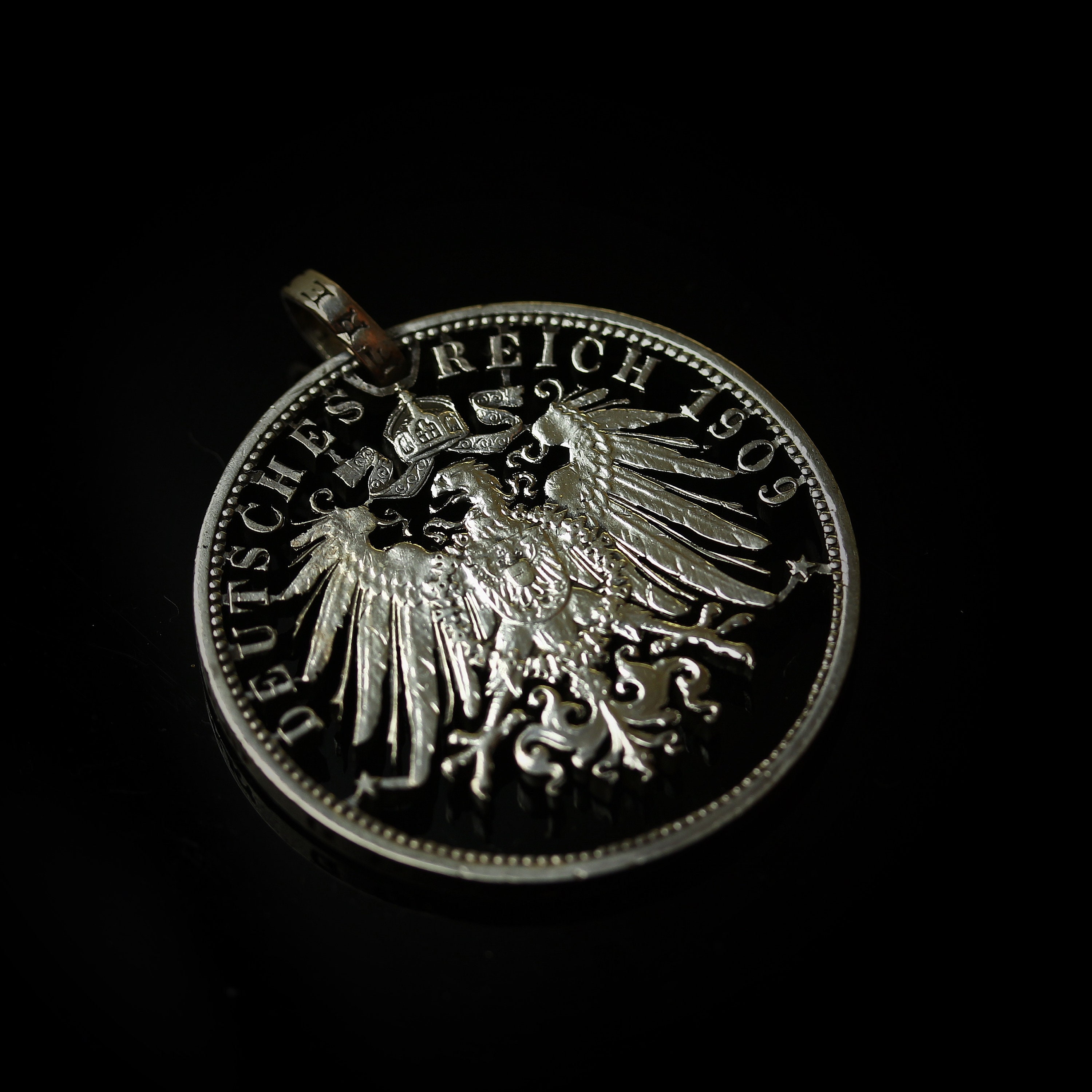 Ｗ帝政ドイツ軍＊バイエルン＊１９１５クリスマスの思い出＊ミュンヘンメダル（実物） ドイツ5マルク銀貨、ランダム年（1900～1915年）カットコイン