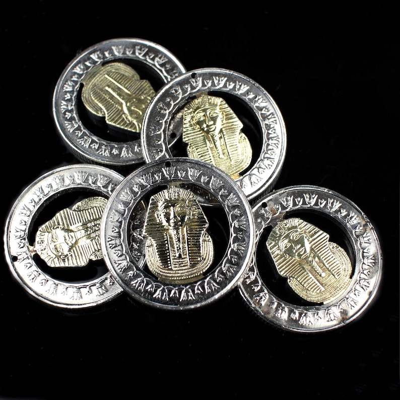 Egypt King Tutankhamun One Pound Cut Coin Pendant Necklace, Hand Cut ...