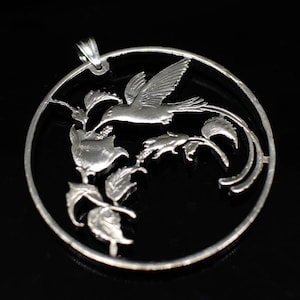 Colibri Bird Flower Jamaica 25 cents Cut coin Pendant /Necklace Kingston  Hand Cut Relationships, Love