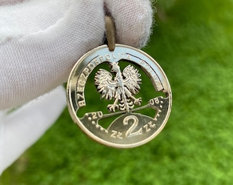 2 zł Poland Polish crowned eagle cut coin pendant random years Polska  Warsaw Krakow Wrocla