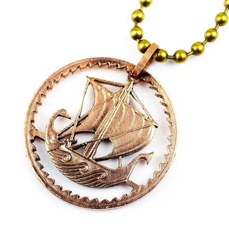 Cyprus 5 Mils Cut Coin Pendant with necklace Cypriot galley Etsy