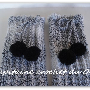 Guêtres Femme Au Crochet - Lot De 2 Paires - 52cm - Noir Et Blanc - Hiver/Printemps/Automne