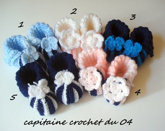 Baby crochet slippers, birth gift, baby gift baby wool slippers 0/3 months handmade
