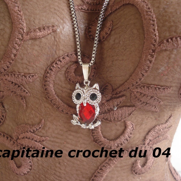 Collier avec un pendentif chouette, hiboux, en acier inoxydable, bijoux de créateur, fait main, modèle unique, créateur