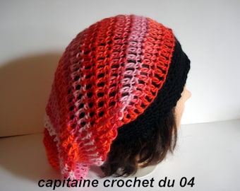 Bonnet en laine slouchy femme, dreadlocks, fait main au crochet