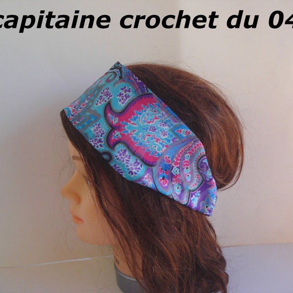 Bandeau cheveux, fleuri, coloré, glamour, bandeau femme, turban femme, bandeau en tissus, fait main