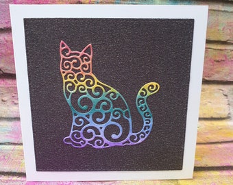 Pet Loss Card, Card for Cat Lover, Rainbow Cat Card, Cat Condolence, Rainbow Bridge, Blank Cat Card