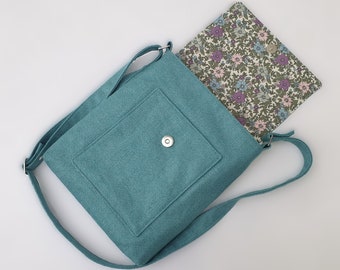 Stylish Turquoise Floral Messenger Bag, Floral Shoulder Bag, Perfect Gift for Her
