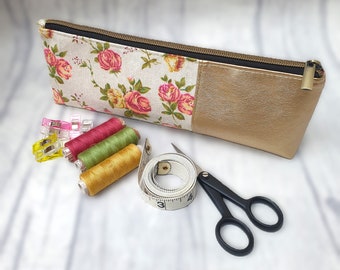 Floral Zipper Pouch, Pencil Case, Craft Bag, Makeup Organiser