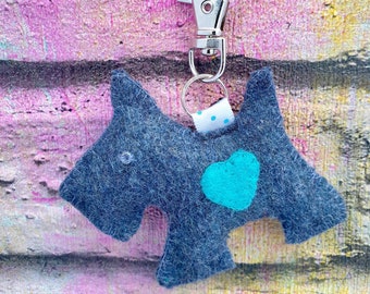 Dog Keyring, Scottie Dog, Blue Dog, Bag Clip, Bag Charm, Scottish Terrior