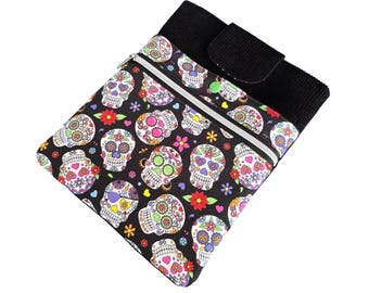 Skull Book Sleeve: Corduroy Book Bag with Pockets