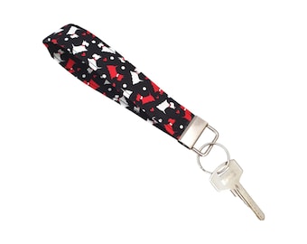 Wristlet Key Fob, Dog Lover Keyring, Fabric Keychain
