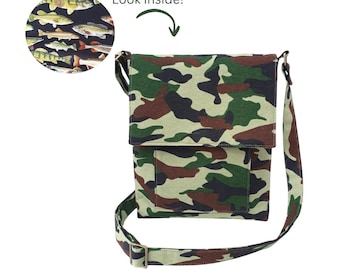 Camo Messenger Bag with Fish Lining, Crossbody Bag for Man, Fishing Gifts
