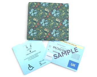 William Morris Blue Badge Holder UK, Green Fabric Disabled Parking Wallet