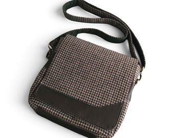 Unisex Messenger Bag, Brown Crossbody Satchel with Thistle Lining, Scottish Inspired Gift