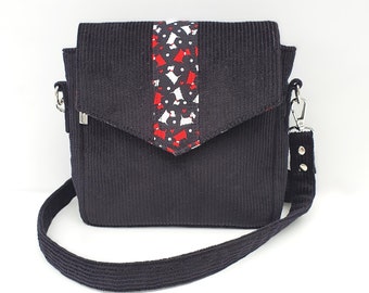 Small Crossbody Bag, Gift for Dog Lover, Handmade Fabric Bag