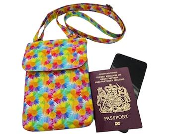 Small Crossbody Bag, Floral Travel Accessories, Rainbow Passport Holder