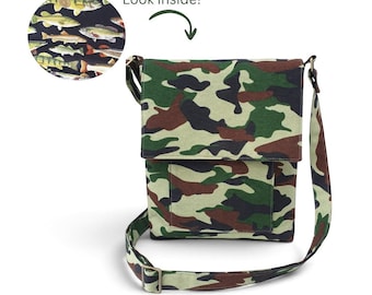 Camo Messenger Bag with Fish Lining, Crossbody Bag for Man, Fishing Gifts