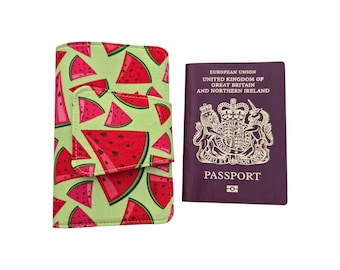 Watermelon Passport Holder: Handmade Cotton Travel Wallet