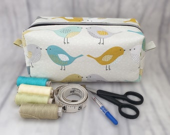 Adorable Bird Print Box Pouch, Perfect Gift for Bird Lover