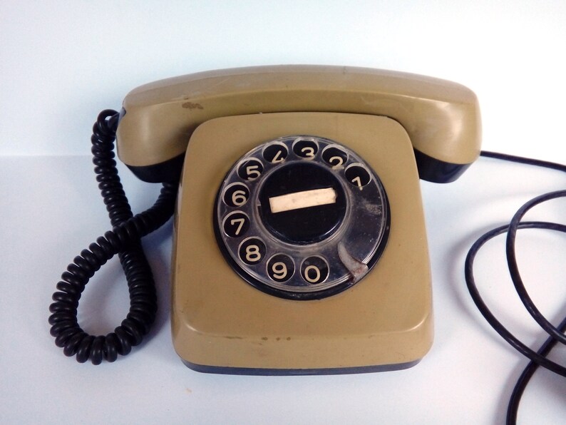 Vintage Olive Green Phone Antique Rotary Telephone Retro Vintage Olive Green Phone Antique