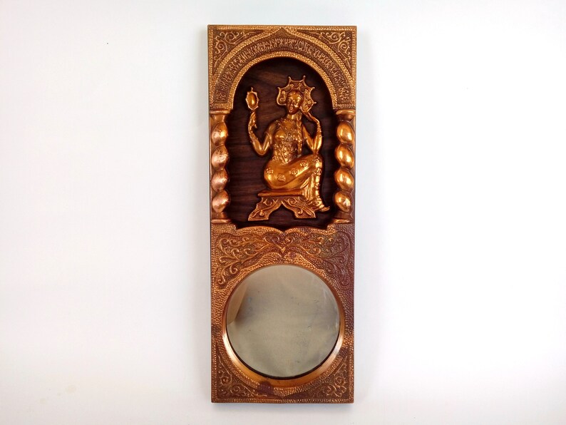 Vintage Copper Mirror Retro Metal Art Traditional Russian Vintage Copper Mirror Retro Metal Art