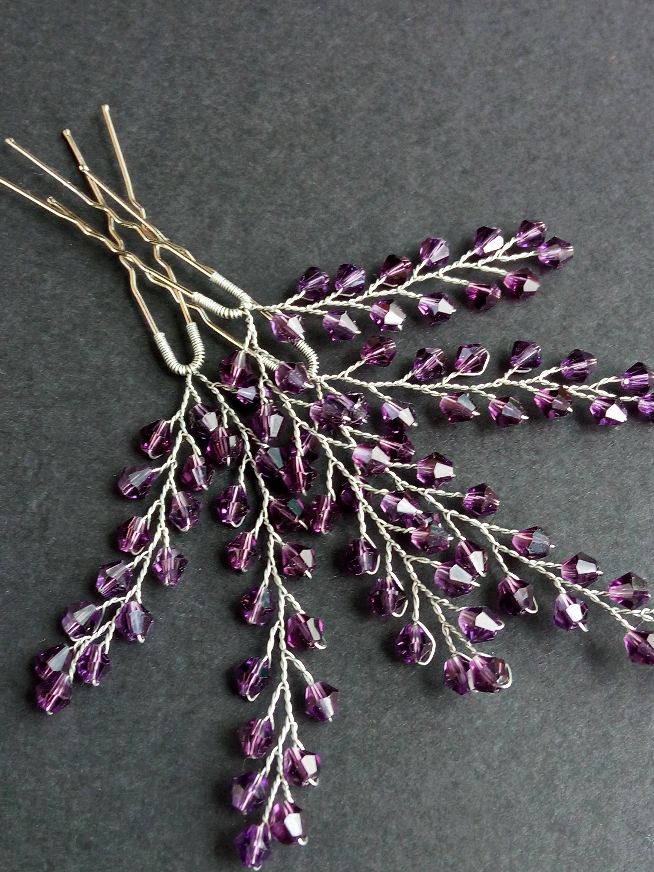 Lavender Hair pin set of 3 Bridal Hair Pins Ultra violet hair Etsy