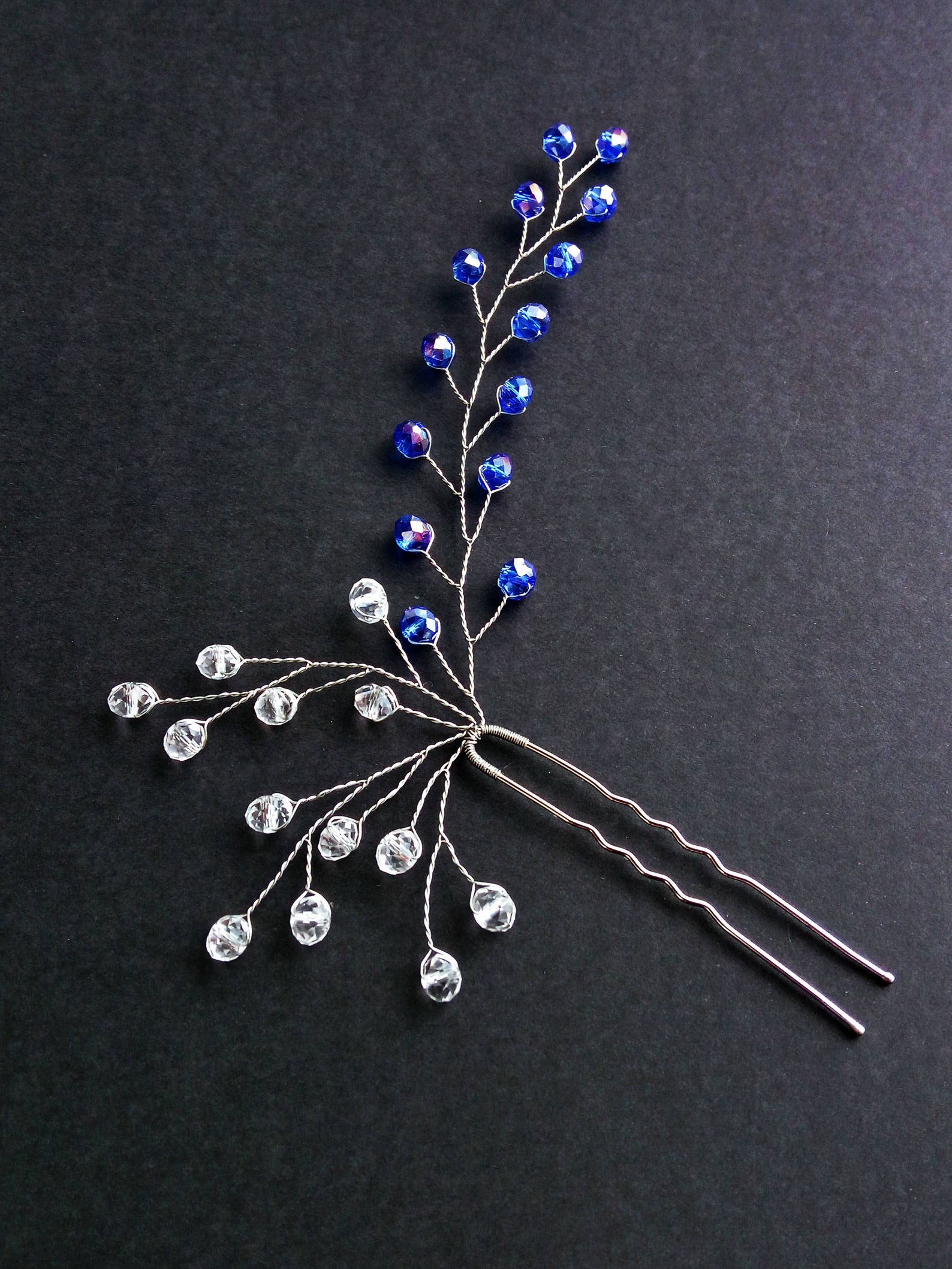 Blue Crystals Hair pin wedding Hairpin Royal blue Rhinestone Etsy