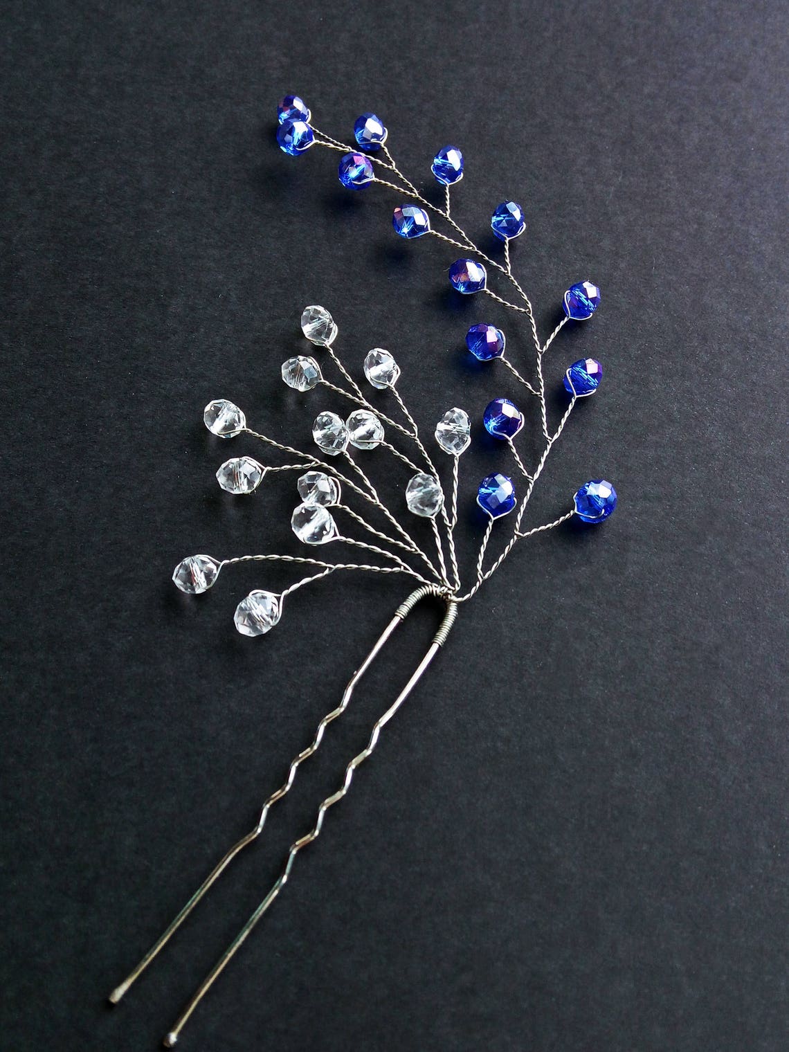 Blue Crystals Hair pin wedding Hairpin Royal blue Rhinestone Etsy