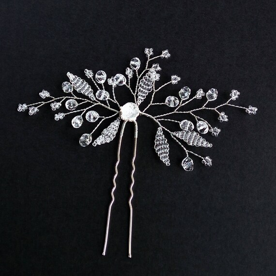 Leaf Crystal Hair Pin Decorative Comb Bridal Hair Pins Etsy