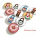 Set of 10 illustrated glass nesting doll matryoshka and teapot 20 mm round cabochons