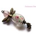 1 Ange hand made charm metal color bronze, glass beads Lampwork and faceted Bohemian pink tones, 44x24mm bronze star bead