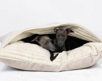Coffe latte Dog Bed Cave: Soft Minky Interior, Machine Washable