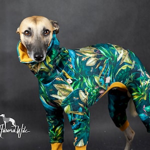 Jungle Print Velour Dog Jumpsuit - Handmade in Poland