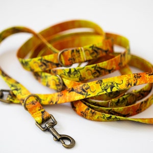 Handmade Greyhound Dog Leash: Adjustable Orange Yellow Design