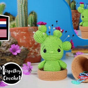 Cactus speldenkussen-potje (2021) (NL-ENG) -Crochet pattern Cactus pincushion-jar-