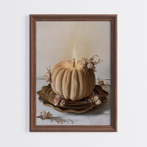 Pumpkin Candle Oil Painting| Vintage Style Wall Art | Pumpkin Printable Wall Art | Fall Home Decor | PRINTABLE
