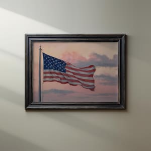 Vintage US Flag Oil Painting Art: Patriotic Printable (Digital Download)