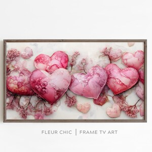 Valentine&#39;s Day Pink Hearts Frame TV Art (Digital Download)