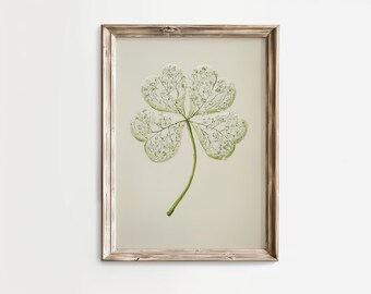Vintage Shamrock Clover konsttryck: St. Patrick's Day-dekor (digital nedladdning)