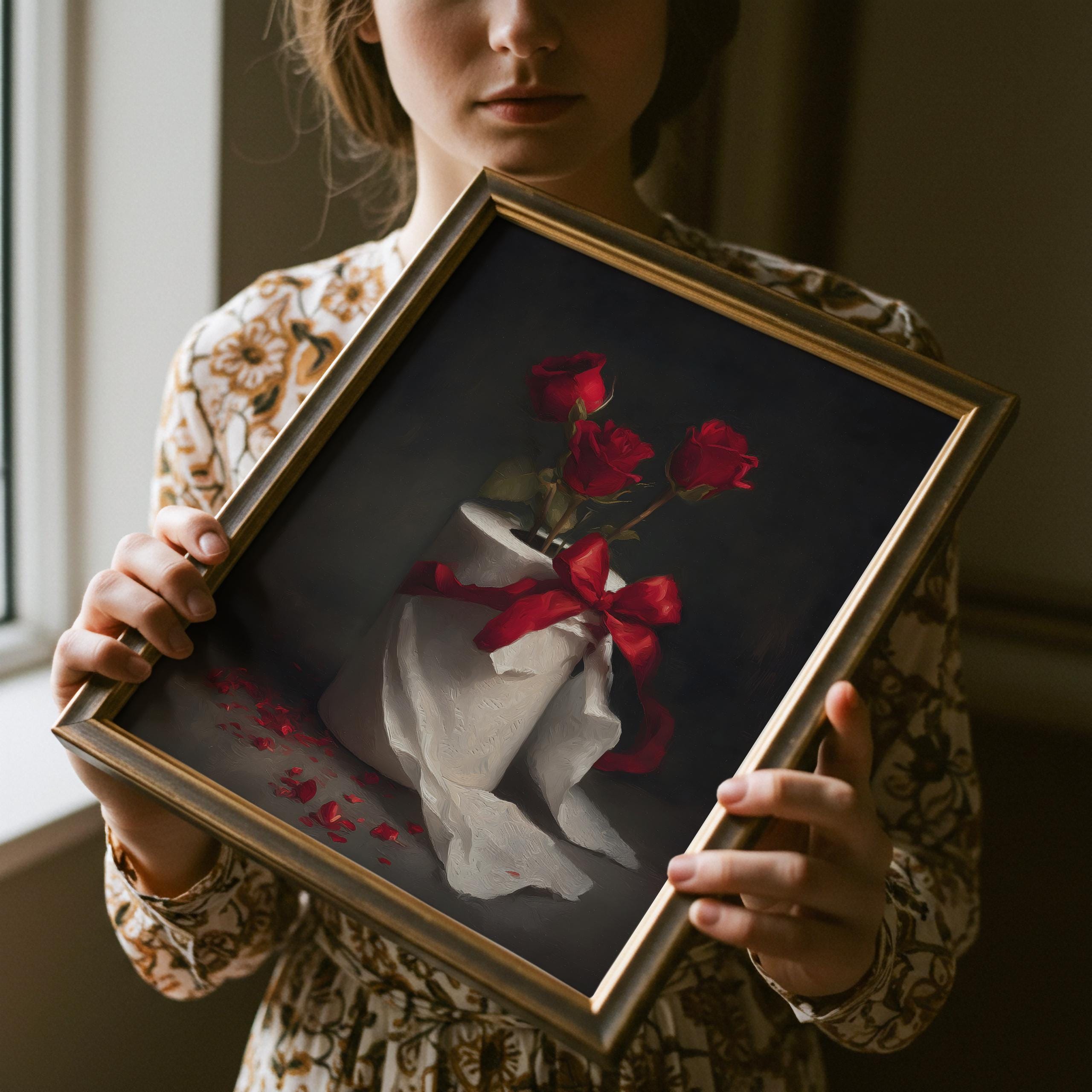 Ripped Toilet Paper Roses Art Print, Romantic Bathroom Decor (digital ...