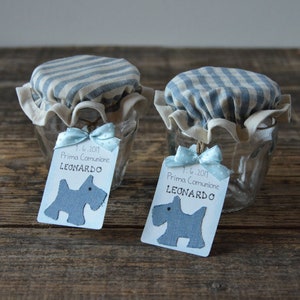 Coprivasetti Bomboniere per nascita, battesimo o prima comunione, utilizzabili come segnaposto, con tags personalizzabili in stile shabby